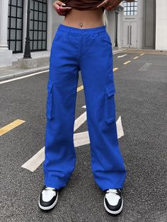 Royal Blue Cargo Pants Outfit, Blue Cargo Pants Outfit Woman, Cargo Pants Outfit Blue, Electric Blue Pants Outfit, Blue Cargo Pants Outfit, Electric Blue Pants, Green Cargo Pants Outfit, Pants Embellished, 23 Style