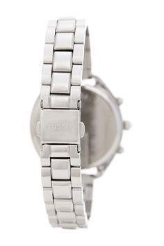 Fossil Women's Land Racer Watch - PitaPats.com Casual Silver Watches With Subdials, Casual Silver Watch With Metallic Dial, Silver Casual Watch With Metal Dial, Casual Silver Chronograph Watch With Round Dial, Casual Silver Watch With Metal Dial, Casual Silver Chronograph Watch, Adjustable Analog Metal Watches, Metal Analog Watches With Adjustable Fit, Adjustable Metal Analog Watches