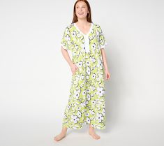 Crafted for luxurious lounging, this easy, breezy caftan keeps you in comfort while still looking chic. Wear it while cuddled on the couch, for poolside people-watching, or team it with some oversized sunnies and a pair of mules when it's time to hit the boardwalk on your beach vacation. From Stan Herman. Comfortable White Sleepwear For Vacation, Comfortable Spring Beach Sleepwear, Comfortable Beach Sleepwear For Spring, Comfortable Summer Lounging Sleepwear, Comfortable Summer Sleepwear For Lounging, Green V-neck Sleepwear For Vacation, Relaxed Fit Sleepwear For Vacation In Spring, Relaxed Spring Sleepwear, Casual Spring Beach Sleepwear