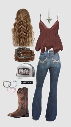 Country Western Outfits, Country Summer Outfits, Foto Cowgirl, Western Shoes, Country Summer, Looks Country