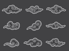 the clouds in the sky are drawn with white lines on a black background royalty illustration