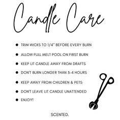 the instructions for how to use a candle care kit with text overlaying it