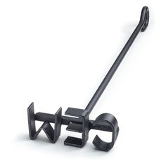 a black metal object on a white background