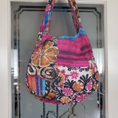 Handcrafted colorful sophisticated "Summer of Love" hobo bag with magnetic closure. Wash in warm water, lay flat to dry. My bags are 21"L  (including strap) and 14"W (approximately). Next day shipping so you'll get it fast! Summer Multicolor Hobo Bag With Removable Pouch, Multicolor Hobo Bag With Adjustable Strap For Beach, Bohemian Reversible Hobo Bag For Daily Use, Pink Hobo Shoulder Bag For Vacation, Bohemian Reversible Hobo Bag For Everyday Use, Multicolor Reversible Beach Bag, Pink Shoulder Hobo Bag For Vacation, Multicolor Hobo Bag With Removable Pouch For Vacation, Handmade Multicolor Hobo Bag For Everyday