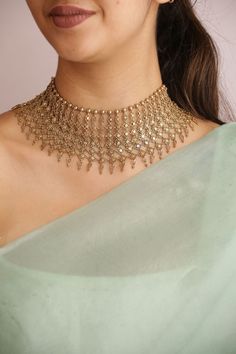 Gold Jewels Design, Bridal Necklace Designs, Choker Necklace Designs, Indian Bridal Jewelry Sets