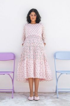 LUPIN TIER DRESS- PINK COTTON HAND BLOCK PRINTED - Trendroots Cotton Dresses Online, Tier Dress, Printed Cotton Dress, Pink Cotton, Cotton Dress, Cotton Dresses, Block Print, Printed Cotton, Cute Dresses