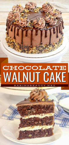 Want more Valentine's Day baking ideas? Try this chocolate walnut cake recipe! It's an easy Valentine's Day dessert. Paired with fudgy chocolate frosting and crunchy walnuts, this rich, moist homemade chocolate cake is decadent! Easy Chocolate Dessert, Craving Chocolate, Decadent Chocolate Desserts, Easy Chocolate Desserts, Homemade Chocolate Cake, Valentine Desserts