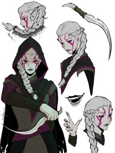 Shadar Kai Warlock, Dnd Character Reference Sheet, Cursed Character Design, Nephilim Character Design, Dnd Devil Art, Twins Art Drawing Character Design, Dnd Character Ideas Art, Female Rogue Character Art, Yuanti Pureblood