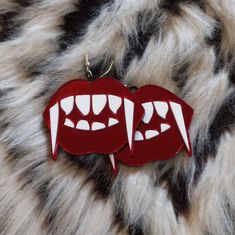 Edgy Red Earrings As Gift, Edgy Red Earrings For Gift, Edgy Red Earrings For Gifts, Vampire Style Metal Earrings For Halloween, Vampire Style Metal Pierced Earrings, Vampire Jewelry Earrings, Fang Earring, Red Gothic Earrings, Pretty Snakes