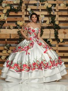 $ 549.00 Floral Embroidered Ball Gown For Quinceanera, Quinceanera Ball Gown With Floral Embroidery, Charro Dress, Quinceanera Dresses Mexican, Vestido Charro, Cheap Quinceanera Dresses, Mexican Quinceanera, Mexican Quinceanera Dresses, Charro Quinceanera Dresses