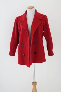 Vintage Red Peacoat / Vintage Clothing / 70s Jill Jr Coat / Vintage Red Wool Coat / Women's Vintage Luxury Red Pea Coat For Work, Affordable Retro Red Outerwear, Red Peacoat, Red Wool Coat, Wool Coat Women, Basic Wear, Coat Vintage, Wool Peacoat, Red Coat