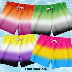 ✨ NEW Pride Swim Shorts added! 🌎 Free & Discreet Worldwide Shipping 🌏⁠ ⁠[Featured in photo: Lesbian, Aromantic / Aro-spectrum, Non-binary, & Pansexual Pride Ombre Swim Shorts] 👉 Tap to shop⁠  🌈 Our most loved pride ombre design meets our best selling swimwear- swim shorts, bikinis, & one-piece swimsuits are available in 25 pride flag colors! Aesthetic Swimwear, Lgbtqia Pride, Pansexual Pride