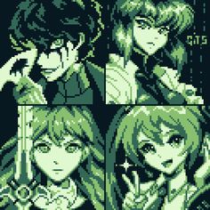 some pixel art that looks like they have different faces