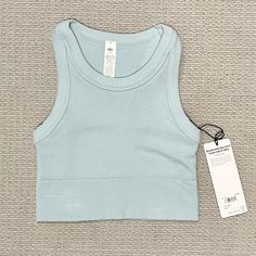 New With Tags! - Chalk Blue (Baby Blue) - Size Small - See Photos For Item Detail. Model Is Wearing White Color, Im Selling A Blue Color Yoga Muscles, Ripped Tee, Yoga Pad, Yoga Hoodie, High Neck Bra, Tank Top Bras, Athlete Workout, Cool Fits, Mesh Long Sleeve