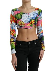 Dolce & Gabbana Floral Elegance Cropped Women's Blouse Sleek Back, Round Neck Blouse, Floral Print Crop Top, Cropped Blouse, Cropped Tops, Dolce E Gabbana, Print Crop Tops, Crop Blouse, Dolce & Gabbana