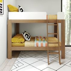 Mid-Century Modern Twin over Twin Bunk Bed – Max and Lily Wood Twin Bed, Solid Wood Bunk Beds, Modern Bunk Beds, Solid Wood Bed Frame, Bottom Bunk, Full Bunk Bed, Wood Bunk Beds, Twin Bunk Bed, Top Bunk