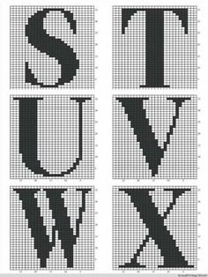 cross stitch alphabets with the letter s and w