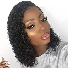 Bob Water Wave Curly Lace Front Wigs with Baby Hairline | VSHOW HAIR Bob Wig Black Women, Wavy Hair Side Part, Wet And Wavy Hairstyles, Wet Wavy Hair, Water Wave Bob Wig, Water Wave Bob, 16 Inch Hair, Wavy Bob, Bob Lace Front Wigs