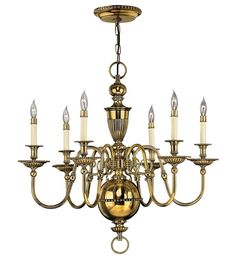 a large chandelier with six lights hanging from it's center and four arms