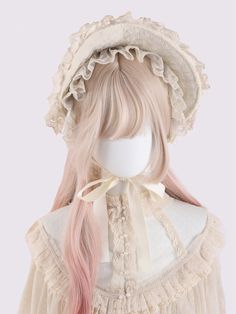 Step into a world of timeless elegance with our exquisite Lace-Trimmed Beige Bonnet. Crafted with meticulous attention to detail, this bonnet features delicate lace accents that add a touch of vintage charm to any ensemble. The soft beige hue complements a variety of outfits. Elegant Cream Wedding Bonnet, Elegant Cream Bonnet For Spring, Elegant Lace Bonnet With Lace Trim, Fitted Cream Bonnet With Lace Trim, Fitted Vintage Bonnet With Lace Trim, Vintage Wedding Bonnet With Lace Trim, Vintage Cream Bonnet, Flowy Dress Long, Steampunk Fashion Female