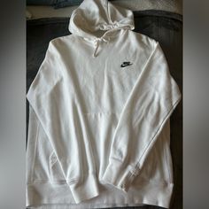 White Nike Hoodie, Only Worn Once, No Stains Or Any Flaws With It, Pretty Much Brand New Casual Nike Cotton Hoodie, Nike Casual Cotton Hoodie, Casual Nike Hoodie Sweatshirt, Nike Casual Hoodie With Adjustable Hood, Nike Casual Hoodie For Spring, Casual Nike Hoodie With Adjustable Hood, White Fleece Sweatshirt For Spring, Nike White Hoodie For Fall, Nike Casual Hoodie With Drawstring Hood