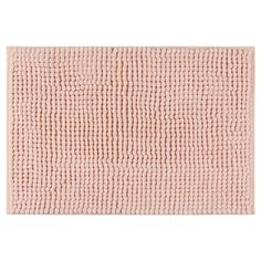 a pink bath mat on a white background, with small squares in the middle and bottom