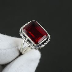 Amazing Red Garnet Ring, Amazing Garnet Ring, Solid 925 Sterling Silver, Red Garnet , Gemstone Ring, Red Garnet, Silver Coffin Ring Made of 925 sterling silver Gemstone: Red Garnet Metal: 925 sterling silver US Ring Size: Choose Size Main Stone Creation: Lab Created * This Ring Is handmade and made with Love and Care in our workshop * This Ring Is Made To Order * This Ring Is made to order. Our turn around time is about 6 - 10 business days. How to care for sterling silver Jewelry Keep your jewe Red Gemstone Rings In Sterling Silver, Red Garnet Ring For Gift, Classic Red Gemstone Crystal Ring, Red Open Ring Crystal Ring As Gift, Red Crystal Open Ring For Gift, Gift Red Crystal Open Ring, Classic Red Crystal Ring As A Gift, Classic Red Crystal Ring For Gift, Classic Red Crystal Ring Gift