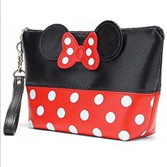 Cute Portable Cosmetic Makeup Phone Bag,Leather Travel Makeup Handbag With Zipper Or Use As A Wallet. Material: Soft Leather, Smooth And Durable Size:(L*W*H)4.92 Inch*2.95 Inch*8.07 Inch Multipurpose Small Handbag - Travel Cosmetic Bag Organizers, Cosmetic Bag Organization, Beg Tangan, Clutches For Women, Disney Bag, Toiletry Pouch, Handbag Organization, Minnie Mouse Ears, Wallet Organization