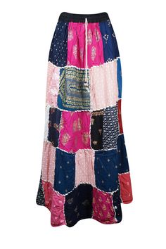 This Womens Beach Maxi Skirt features stunning shades of pink, patchwork designs and a retro, festive hippie vibe. Made with breathable, comfortable rayon fabric, this skirt boasts a mix of patterns including abstract, solid, striped, and floral prints. The vertical panels are highlighted by a wide "dori" running from the waist to the hem, adding a charming and versatile touch. Available in S/M, this skirt is a must-have for any woman who loves fashion. Fabric:- Rayon Measurements: Length 40 inc Patchwork Skirts, Yoga Mala Beads, Beach Maxi Skirt, Pink Patchwork, Hippie Skirts, Patchwork Skirt, Boho Pants, Shades Of Pink, Patchwork Designs