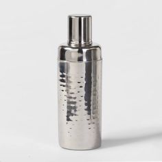 a stainless steel flask bottle on a white background