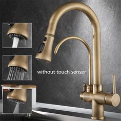 the brass faucet is being used as a sink faucet