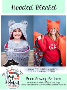 the hooded blanket sewing pattern is available in two sizes