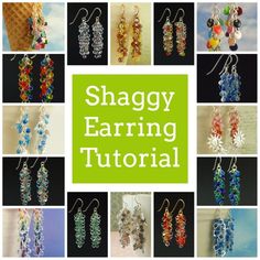 many different types of earrings with the words shaggy earring tutor