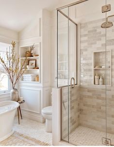 a bath room with a toilet a tub and a shower head mounted to the wall