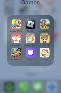 an iphone screen with several different games on the app, including avatars and icons