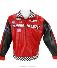 Hello Kitty Tokyo Speed Moto Red Jacket Hello Kitty Tokyo Speed, Hello Kitty Tokyo, Red Moto Jacket, Racing Flag, Popular Kids Toys, Varsity Letterman Jackets, Racer Jacket, Racing Jacket, Aviator Jackets