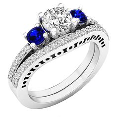 Dazzlingrock Collection 18K 5.5 MM Round Gemstone And Diamond Ladies Engagement Ring Set, White Gold (As an Amazon Associate I earn from qualifying purchases) Sapphire Diamond Engagement, Sapphire Diamond