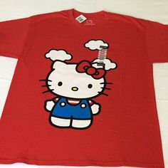 Hello Kitty Red T-Shirt Woman Size M Back And Front Printed Red Hello Kitty Cotton T-shirt, Red Cotton Hello Kitty T-shirt, Casual Red T-shirt With Hello Kitty Print, Trendy Red T-shirt With Character Print, Red Cotton T-shirt With Hello Kitty Print, Red Hello Kitty Short Sleeve Tops, Red Hello Kitty Print Crew Neck Top, Casual Red Hello Kitty Top, Red Crew Neck Top With Hello Kitty Print