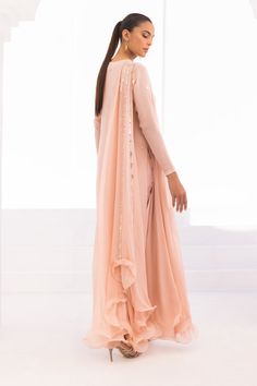 Evening Kurta With Sheer Dupatta, Elegant Pink Pre-draped Saree For Formal Occasions, Elegant Pink Embellished Kurta, Pink Embellished Georgette Kurta, Elegant Georgette Palazzo Set For Reception, Elegant Embellished Pink Kurta, Embellished Pink Georgette Kurta, Elegant Pink Embellished Dupatta, Embellished Pink Georgette Palazzo Set