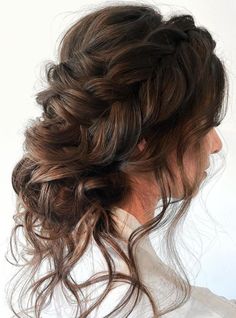 braided textured bridal updo wedding hairstyle Bridal Hairstyles For Long Brown Hair, Updo For Maternity Pictures, Big Updo Wedding Hair, Wedding Hair For Bride With Veil Updo, Long Brown Bridal Hair, Medium Length Bridal Hair With Veil, Brown Hair Updo Wedding, Half Up Half Down Maid Of Honor Hair, Bridal Updos For Long Hair With Veil