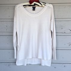 Rue 21 Host Pick Sweater With Dropped Shoulders, Wide Scoop Neckline, Ribbed Cuffs And Side Slits. It’s A Super Soft Fine Cotton Blend Knit With A Loose Oversize Fit. Classy And Classic Look. Never Worn, No Stains Or Flaws. New Condition/Smoke Free/Fast Shipping! Oversized Soft Knit Winter White Top, Oversized Winter White Soft Knit Top, Oversized Soft Knit Top In Winter White, Winter White Oversized Tops For Layering, Oversized Winter White Top For Spring, Oversized White Top For Spring, Off White Sweater, White Sweater, Rue 21