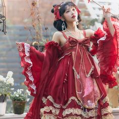 姫袖付き月下の鳳凰パールリボンドレス - Belchic Dress With Detachable Sleeves, Pearl Ribbon, Ribbon Quilt, Princess Sleeves, Detachable Sleeves, Ribbon Dress, Under The Moon, Sleeve Packaging, Retro Mode