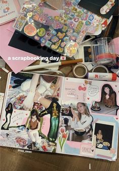 the contents of a scrapbook laying on top of each other