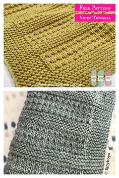 the knitting pattern is shown in two different colors