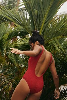 The Backless One Piece Swimsuit | Free People Fitted V-back Swimwear For Poolside, Summer Swimwear With Solid V-back, Closed-back Sports Swimwear For Summer, Scoop Back Sports Swimwear For Summer, Summer Sports Swimwear With Scoop Back, Sports Swimwear With Scoop Back For Summer, One Piece Swimsuit Aesthetic, Cute One Piece Bathing Suits, Swimsuits 2024