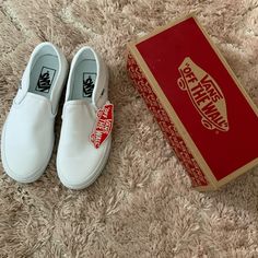 Nwt Women's Slip On Van's White Slip-ons With Branded Insole, White Low-top Vans Slip-ons, White Vans Slip-ons With Round Toe, White Slip-ons For Spring Streetwear, Vans Slip-ons With Round Toe For Spring, Vans Slip-ons With Cushioned Footbed And Round Toe, Van Color, Vans White, Women's Vans