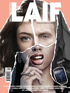 a magazine cover with an image of a woman's face and the word laf on it