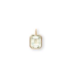 Singular Rectangle 14k Gold Necklace Charm in Green Amethyst. Green Amethyst Rectangle with 14k gold. Rectangular Faceted 14k Gold Jewelry, 14k Gold Faceted Rectangular Jewelry, Emerald Cut Green Amethyst Yellow Gold Jewelry, Mood Necklace, Hoop Charms, Gold Charms, Gold Charm Necklace, 14k Gold Necklace, Necklace Charm