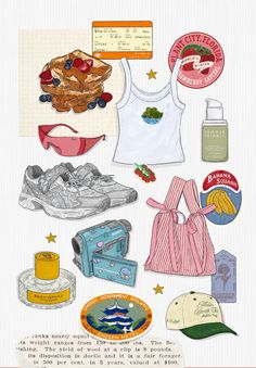 an image of various items that are in the shape of a collage on paper