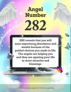 an angel number on a laptop screen with the caption'angel number 2082 '